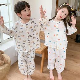 Clothing Sets Cartoon Long Sleeve Cardiagn Full Print Tops Trousers Child Pajamas Suits For 3 10Years Style Brand Spring Home Clothes 230823