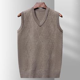 Men's Vests Sweater For Men Clothes Fashion Autumn And Winter Daily Casual Vest Pullover V-Neck Collar Sleeveless Knitted