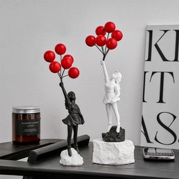 Decorative Objects Figurines Flying Balloon Girl Statue Sculptures and Figurines Living Room Decor Home Decoration and Table Accessories Desk Accessories 230822