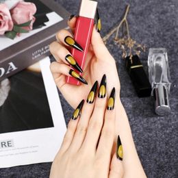 False Nails 24 PCS Fashionable Fake Yellow Ice Transparent Dark Halloween Wearing Nail Patches Detachable French Finished Fingernails