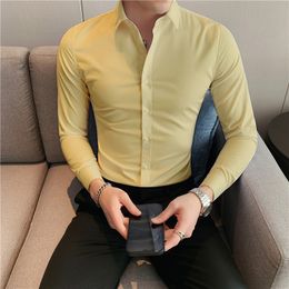 Men's Casual Shirts Spring Dress For Men British Style Slim Fit Work Wear Long Sleeve 230822