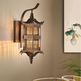 Wall Lamps Chinese Style Retro Outdoor Waterproof Courtyard Iron Art Lampshade Balcony Exterior Door Decoration Lights