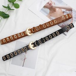 Belts Fashion Elliptic Pore Waistband Jeans Perforated Belt Waist Imitation Leather Adjustable Girdle Casual Decoration 2023