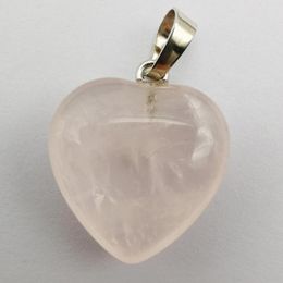 Pendant Necklaces Rose Quartz Stone Heart Lucky Jewellery For Woman Gift S3024