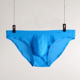 Underpants Men Ice Silk Underwear Summer Ultra-thin Breathable Briefs Cool U Pouch Panties Solid Colour Simple Comfortable Shorts