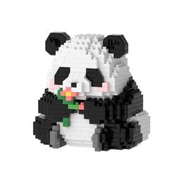 Black and White Panda Model Build Kit National Treasure Black Panda Duncks Building Blocks Toys For Kid Swing Model Figure Building Brick Lepin Toy Christmas Block