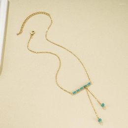 Pendant Necklaces Arrive Fashion Creative Sky Blue Natural Stone Beads Long Tassel Necklace Simple Luxury Charm For Women Jewelry Gift