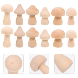 Garden Decorations 18 Pcs Mini Toys For Kids Small Wooden Mushroom Decors DIY Painting Body Children Graffiti Prop Unfinished Models Adorn