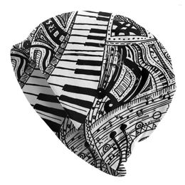 Berets Classical Doodle With Piano Keyboard Bonnet Homme Outdoor Thin Hat Music Pattern Art Beanies Caps For Men Women Cotton Hats