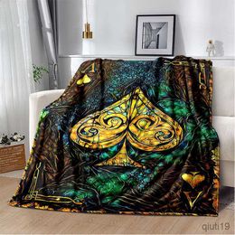 Blankets Ace of Spades Blanket Soft Warm Flannel Throw Blankets Modern Painting Art Playing Card Bedding Sofa for Home Decor R230824