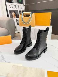 Luxury Brand Womens Knight Boots Lace Up Square Heel Snow Winter Shoes Size 35-41