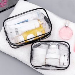 Water Bottles 3PCS Transparent Cosmetic Bag PVC Women Zipper Clear Makeup Beauty Case Travel Make Up Organiser Storage Bath Toiletry Wash Bags 230823