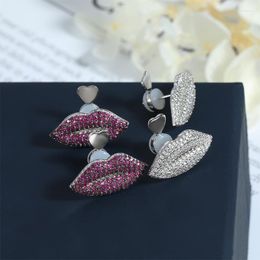 Dangle Earrings Sexy Lips Crystal Stud Elegant Women Eardrop Jewelry Rhinestone Sparkling Ear Accessory For Teen Girls Party Deco