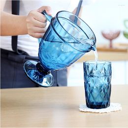 Wine Glasses Three-piece Set European Cold Tea Kettle Embossed Creative Glass Milk Juice Pot 1300 Ml Water 2 Pcs 350ml Cups