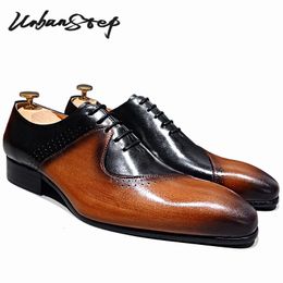 Dress Shoes Italian Men Oxford Shoes Mixed Colours Brogue Casual Dress Man Shoes Lace up Wedding Office Business Leather Shoes Men 230823