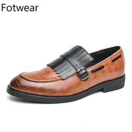 Dress Shoes Men Leather Dress Shoes Big Size 48 47 Tassel Formal Shoes Fashion Brown Green Male Oxfords Slip on Wedding Party Mens Loafers 230824