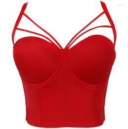 Bustiers & Corsets 2023 Mesh Push Up Bralet Women's Sleeveless Corset Bustier Bra Night Club Party Cropped Top Vest Plus Size P2246