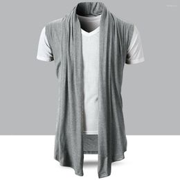 Men's Jackets Stylish Cardigan Jacket Ruched Super Soft Men Pure Color Open Stitch Vest