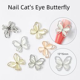 30Pcs Manicure Art Tools Luxury 3D Cat Eye Butterfly Silver Gold Diamond Alloy Nail Enhancement Jewelry Japanese DIY Decoration