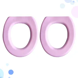 Toilet Seat Covers 2pcs EVA O-shaped Mat Thicken Sticky Closestool Practical Cover Pads For Home Bathroom (Pink)
