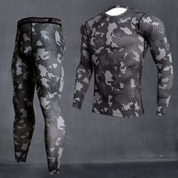 Men s Thermal Underwear Camouflage Set Long Johns Winter Base Layer Men Sports Compression Sleeve Shirts 230823