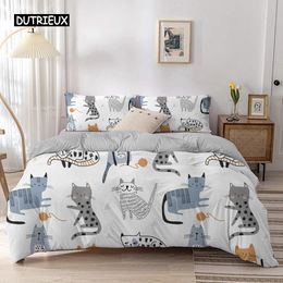 Bedding sets Cartoon Cat Duvet Cover Set Cartoon Animal Print Bedding Set With Pillowcase 2/3pcs Comforter Cover For Bedroom Decor 230823