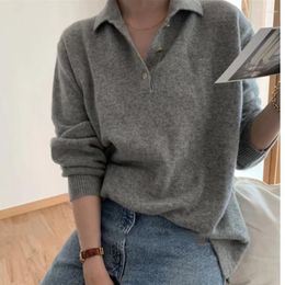 Women's Sweaters Japanese Large Knitted Sweater Loose Pullover Soft Top Autumn/Winter POLO Collar Selling Brazilian Wool Shirt