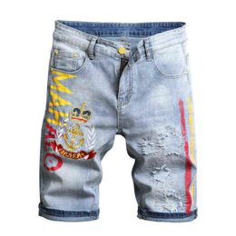 Patches Designer Ripped Denim Shorts Hombre Summer Hip Hop Short Jeans Men Straight Denim Shorts Patch Pant Men Jeans Shorts288F