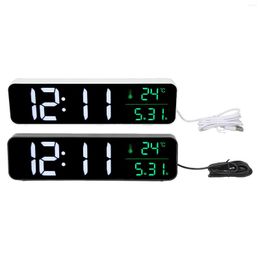 Wall Clocks Digital Clock Memory Function Music LED Alarm USB 5V 1A 12/24H Large Display 5 Adjustable Brightness For Bedroom