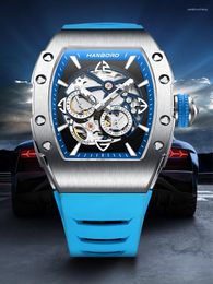 Wristwatches HANBORO Luxury Men Automatic Mechanica Waterproof Wristwatch Fashion Rubber Band Luminous Watch Man Reloj Hombre