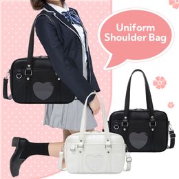 Evening Bags Japanese School Handbag Pu Leather Heart-shaped Jk Uniform Bag Japanese High School Uniform Laptop Bag 230824
