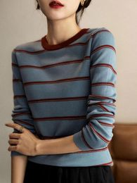 Women's Sweaters Black Striped Long Sleeve Sweater Women Knitted Top Ladies Pullovers Autumn Winter Womens Clothing Casual Ropa De Mujer