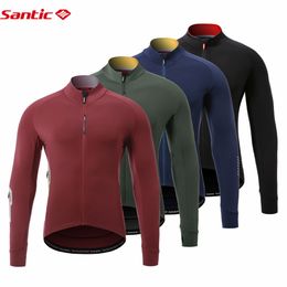 Cycling Shirts Tops Santic Winter Men jackets Long Sleeves Fleece Keep Warm Road Bike MTB Jerseys Jackets Asian Size 230824