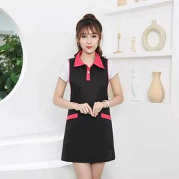 Kitchen Apron Professional Waitress Apron Dress Woman Work Restaurant Coffee Shop Beauty Nail Bibs Home Cooking Kitchen Pinafore With LL