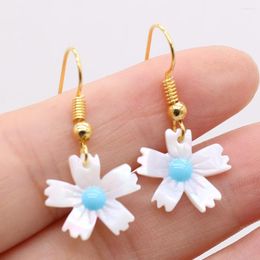 Dangle Earrings White Sea Shell Pearl Flower Handmade For Women Boho Korean Fashion Daisy Lady Ear Stud Drop Earring