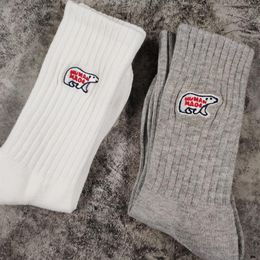 White Grey in stock Socks Women Men Unisex Cotton Basketball Socks294B