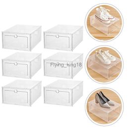 6 Pcs Shoe Box Clear Plastic Organizer Shoes Storage Container Creative Case Stackable HKD230812