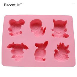 Baking Moulds Tiger Snakes Rats Dragon Fondant Zodiac Silicone Cake Chocolate Soap Cookie Cutter Christmas Decorating Tools