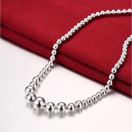 Lady's Sterling Silver Plated Large and small beads necklace GSSN195 fashion lovely 925 silver plate jewelry necklaces chain249n