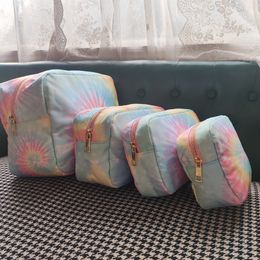 Cosmetic Bags Cases Outdoor Travel Wash Cosmetic Bag Makeup Bag Rainbow Tie-dye Toiletry Storage Pouch Organiser Birthday Party Wedding Bride Bag 230823