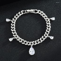 Charm Bracelets Unique Design Luxury Water Drop Crystal Bracelet Full Zircon Punk &Bangles For Woman Party Jewellery ZK35