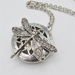 5pcs Jewelry Diffuser Lockets Necklace For Women Christmas Gift Vintage Hollow Locket With Dragonfly XL-511239w