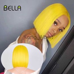 Synthetic Wigs Bella Synthetic Lace Front Wig Short Bob Lace Wigs For Female On Sale Blonde Pink 613 Yellow High Density Lace Cosplay Wigs x0826