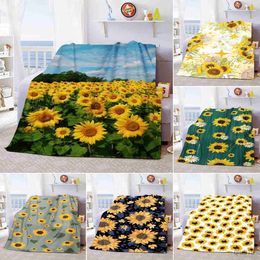 Blankets Sunflower Cute Floral Fleece Flannel Blanket Lightweight Comfortable Soft Warm Blanket for Bed Couch Sofa Blanket King Full Size R230824