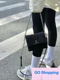 New Chain Flap Hobo Bag Simple Black Small Square Bag Nylon Cloth Shoulder Messenger Bags