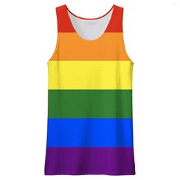 Men's Tank Tops Real US Size Sublimation Printing Rainbow