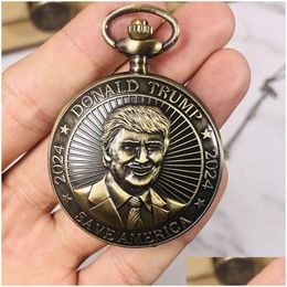 Party Favour Trump 2024 Pocket Watch Donald Retro Men Quartz Watches Drop Delivery Home Garden Festive Supplies Event Dhhmk