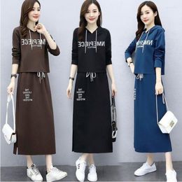 Women's Hoodies Hooded Sweater Long-sleeved Suit Autumn And Winter Leisure Sports Dress Two-piece Set
