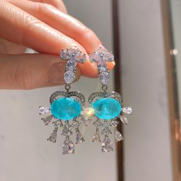 Dangle Earrings Winter Christmas European And American Retro Style Imitation Palaiba Emerald Main Stone 10 14 Wholes