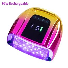 Nail Dryers 96W Rechargeable Nail Lamp Dryer Wireless Gel Lamp Professional UV Led Lamp Gel Polish Nail Drying for All Nail Polish 15600mAh 230824